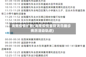 海南疫情扩散(海南疫情最新消息确诊病历活动轨迹)